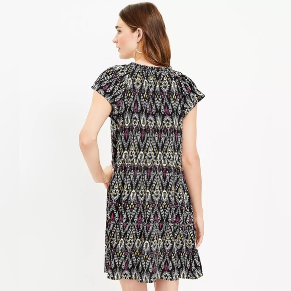 LOFT Ikat Tie Neck Swing Dress - Picture 3 of 5